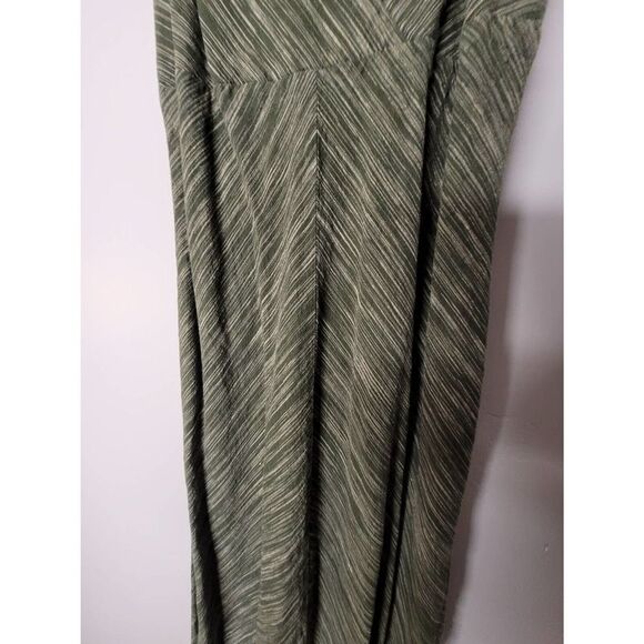 Vintage Old Navy Dress Women's 6 Green Striped‎ Zipper V Neck Bohemian Linen - Picture 10 of 11